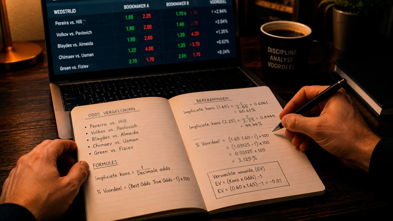 Berekening van decimale UFC-odds en impliciete kans op papier